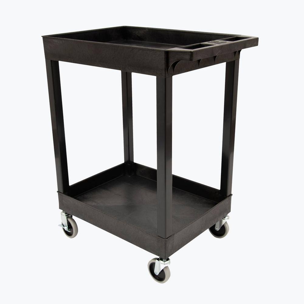 Luxor SEC 2-Shelf Plastic Utility Cart in Black SEC11-B