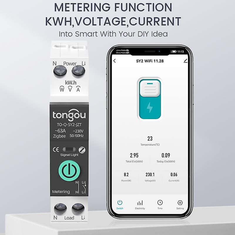 Tuya Wifi/zigbee Mcb Smart Circuit Breaker Over Current Under Voltage Protection Power Metering