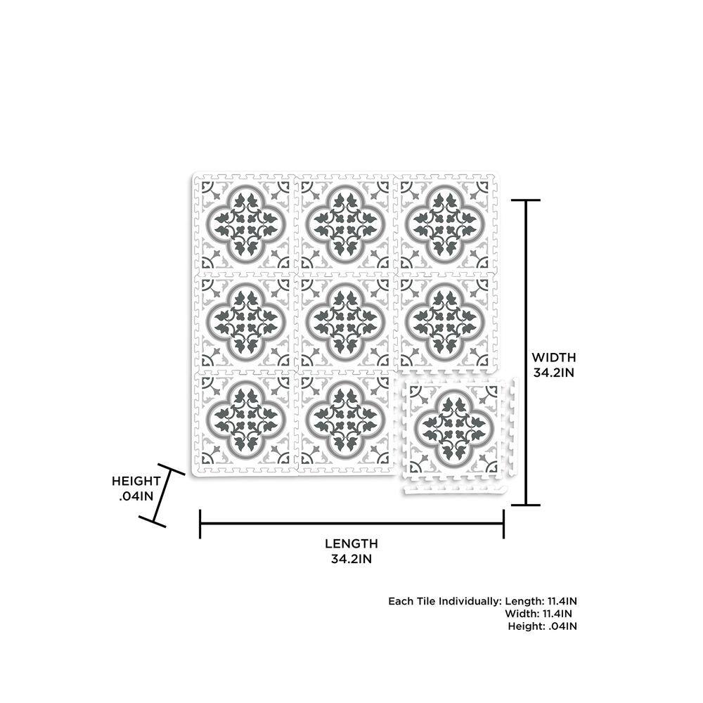 FloorPops Hamal Gray 34.2 in. x 34.2 in. Matte Foam Interlocking Floor Tile (8.12 sq. ft.Each) FP3596