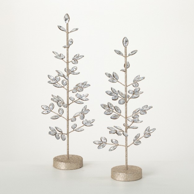 21 quot h And 18 quot h Sullivans Jeweled Tree Set Of 2 Christmas Decor Gold