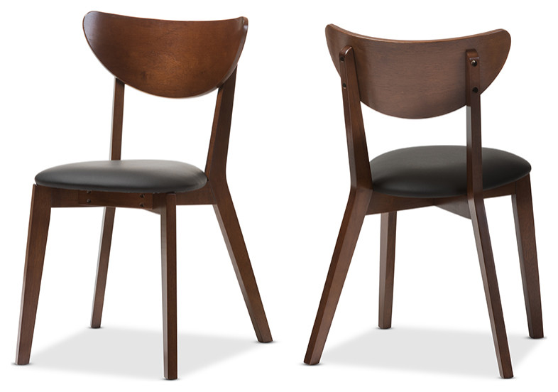 Sumner Mid Century Black Faux Leather and Walnut Brown Dining Chair...   Midcentury   Dining Chairs   by GwG Outlet  Houzz