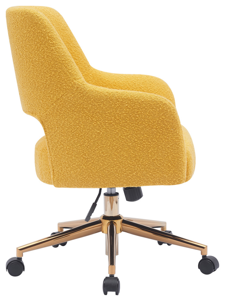 Genevieve Mid Century Modern Office Accent Chair With Wheels  Mustard   Contemporary   Armchairs And Accent Chairs   by WestinTrends  Houzz