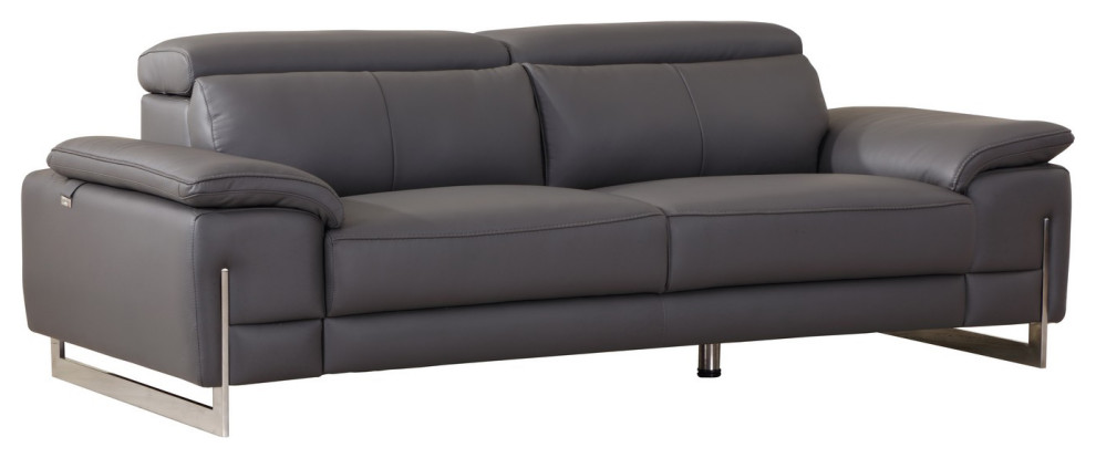 HomeRoots 71  x27 x27x42  x27 x27x31  x27 x27Modern Dark Gray Leather Sofa And Loveseat   Contemporary   Living Room Furniture Sets   by UStradeENT LLC  Houzz