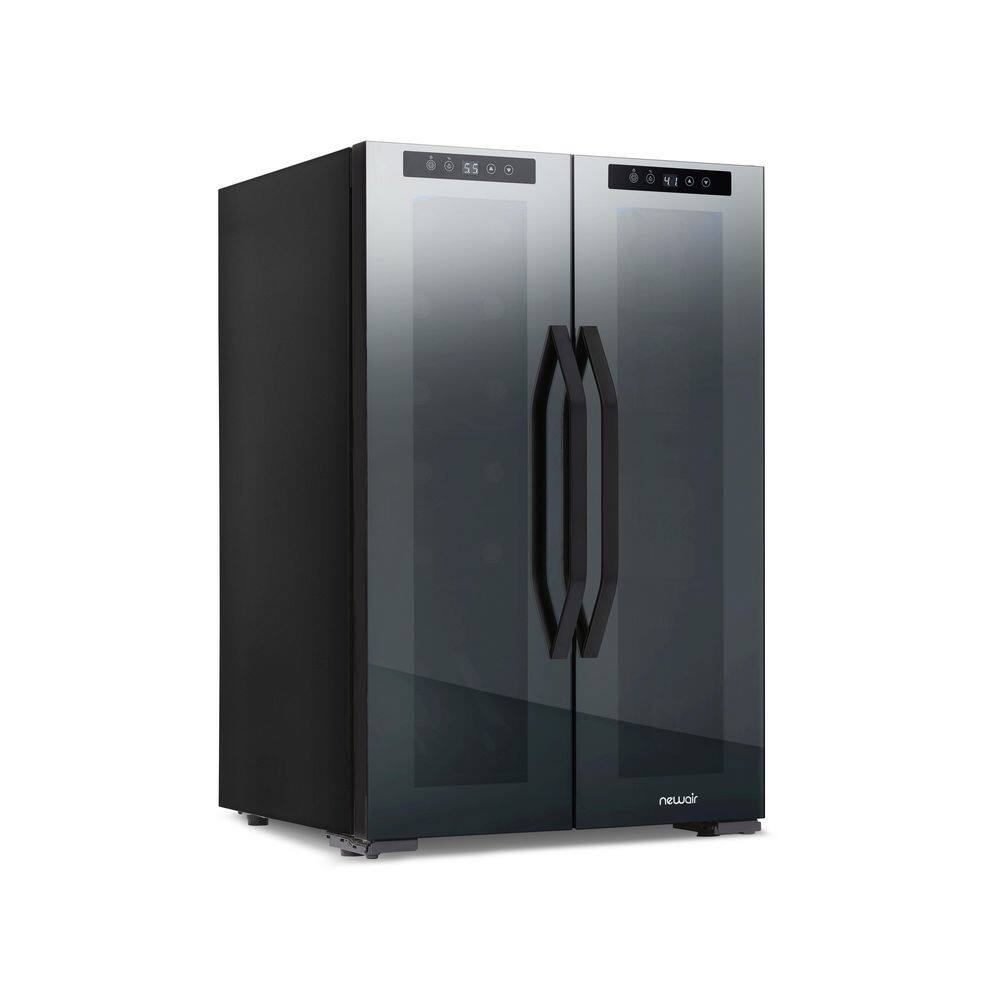 NewAir Shadow 20 in. Dual Zone Wine Cooler Refrigerator 12 Bottles  39 Cans Mirrored Wine and Beverage Fridge NWB051BKD0