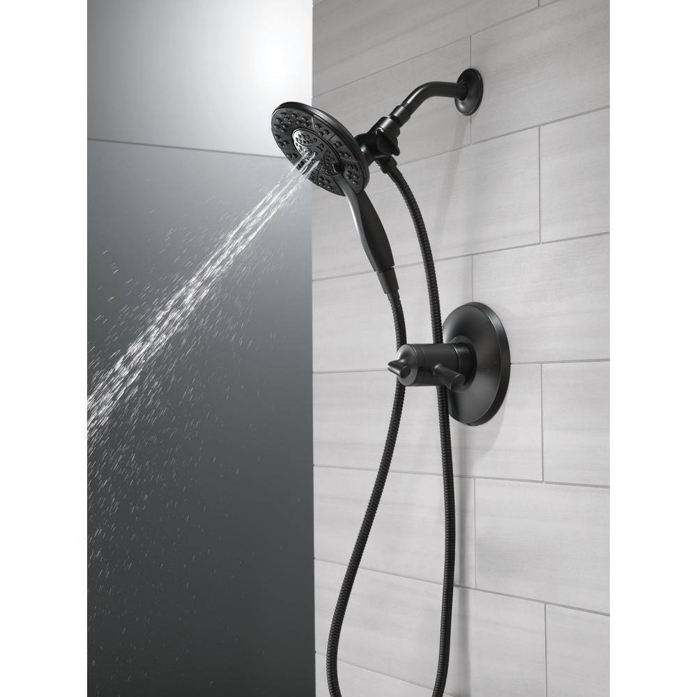 Delta In2ition 4-Spray Patterns 1.75 GPM 6 in. Wall Mount Dual Shower Heads in Matte Black 58499-BL