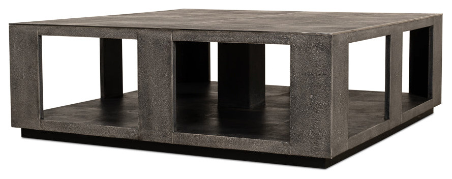 Partners Shagreen Leather Square Coffee Table   Contemporary   Coffee Tables   by Sideboards and Things  Houzz