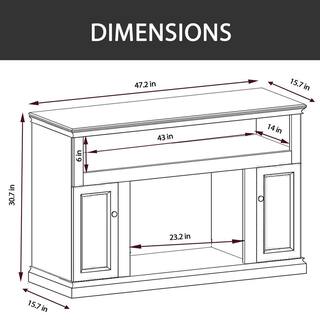 Hanover Kingsford 47.5 in. Freestanding Electric Fireplace TV Standin Slate Blue with Charred Log Insert FS5021-2BSBL1