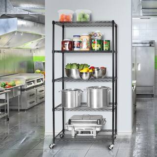 Seville Classics UltraDurable Black 5-Tier NSF-Certified Steel Wire Garage Storage Shelving Unit (36 in. W x 72 in. H x 18 in. D) WEB691