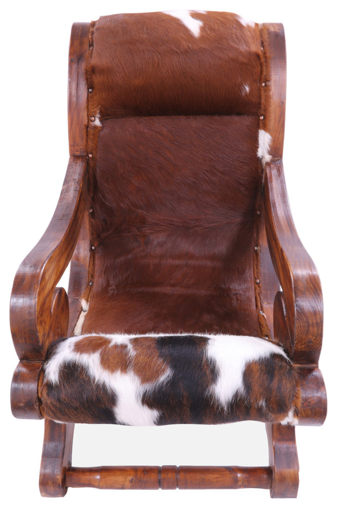 Reclaimed Wood Hair On Cowhide Handcrafted Chair C203 FC   Rustic   Armchairs And Accent Chairs   by Manhattan Rugs  Houzz