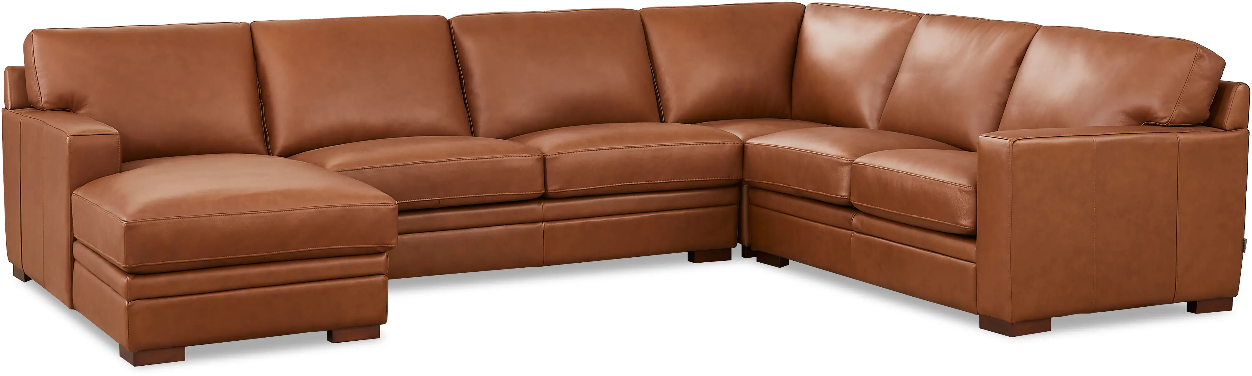 Chatsworth Brown Leather 4 Piece Sectional with Left-Facing Chaise