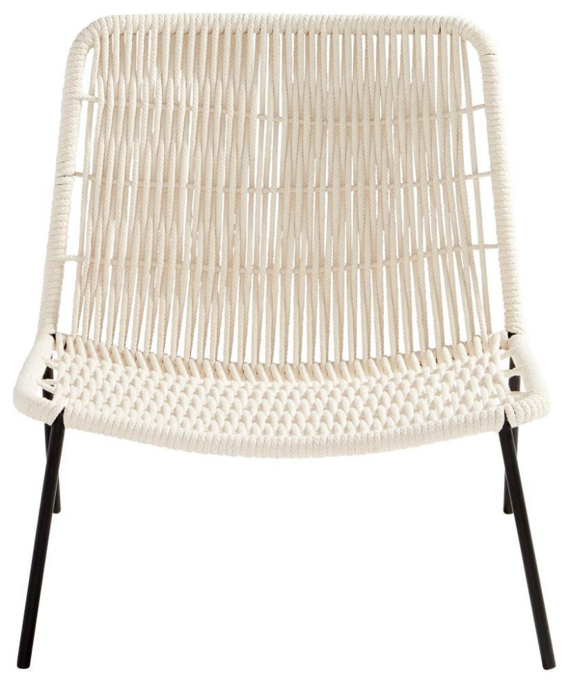 Althea Accent Chair  White  Cotton  Iron  28.25 quotL (10505 MDTEC)   Beach Style   Armchairs And Accent Chairs   by Lighting Reimagined  Houzz