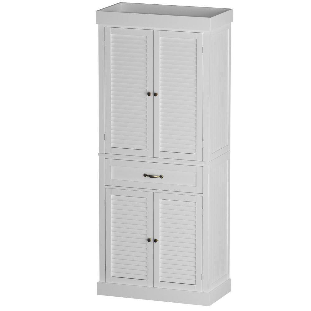 FUFUGAGA 71.6 in. H White Wood Kitchen Food Pantry 2-Shutter Doors Cabinet Buffet with Adjustable Shelves and Drawer KF330064-01-c