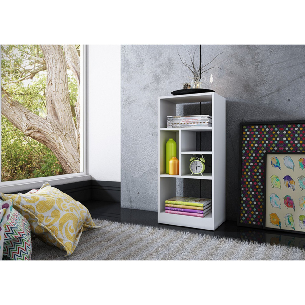 Durable Valenca Bookcase 2.0 With 5  Shelves In White   Transitional   Bookcases   by Dot  ampBo  Houzz