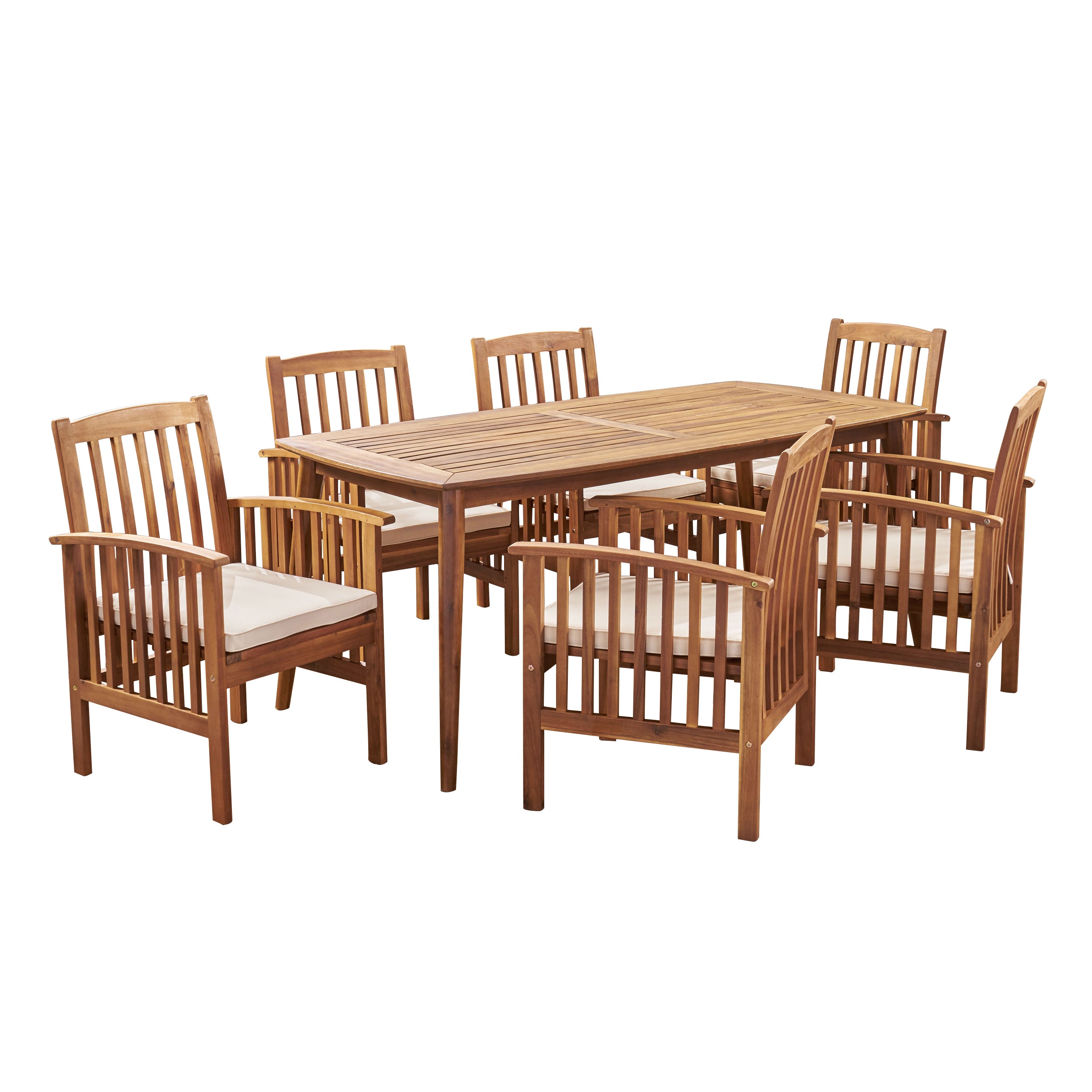 Phoenix Outdoor Acacia 6-Seater Dining Set with Cushions and 71