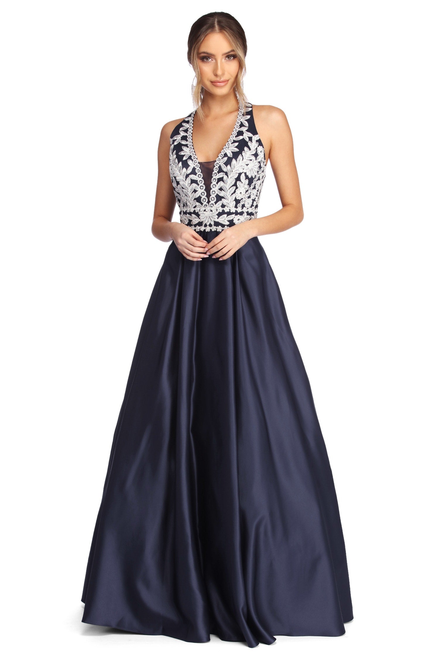 Maddie Formal Embellished Halter Ball Gown