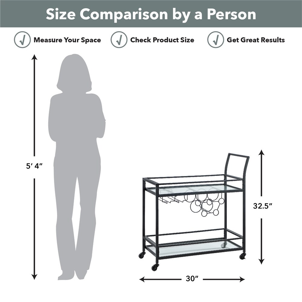 FirsTime   Co. Francesca Bar Cart  Metal Frame  Wood/Glass Top
