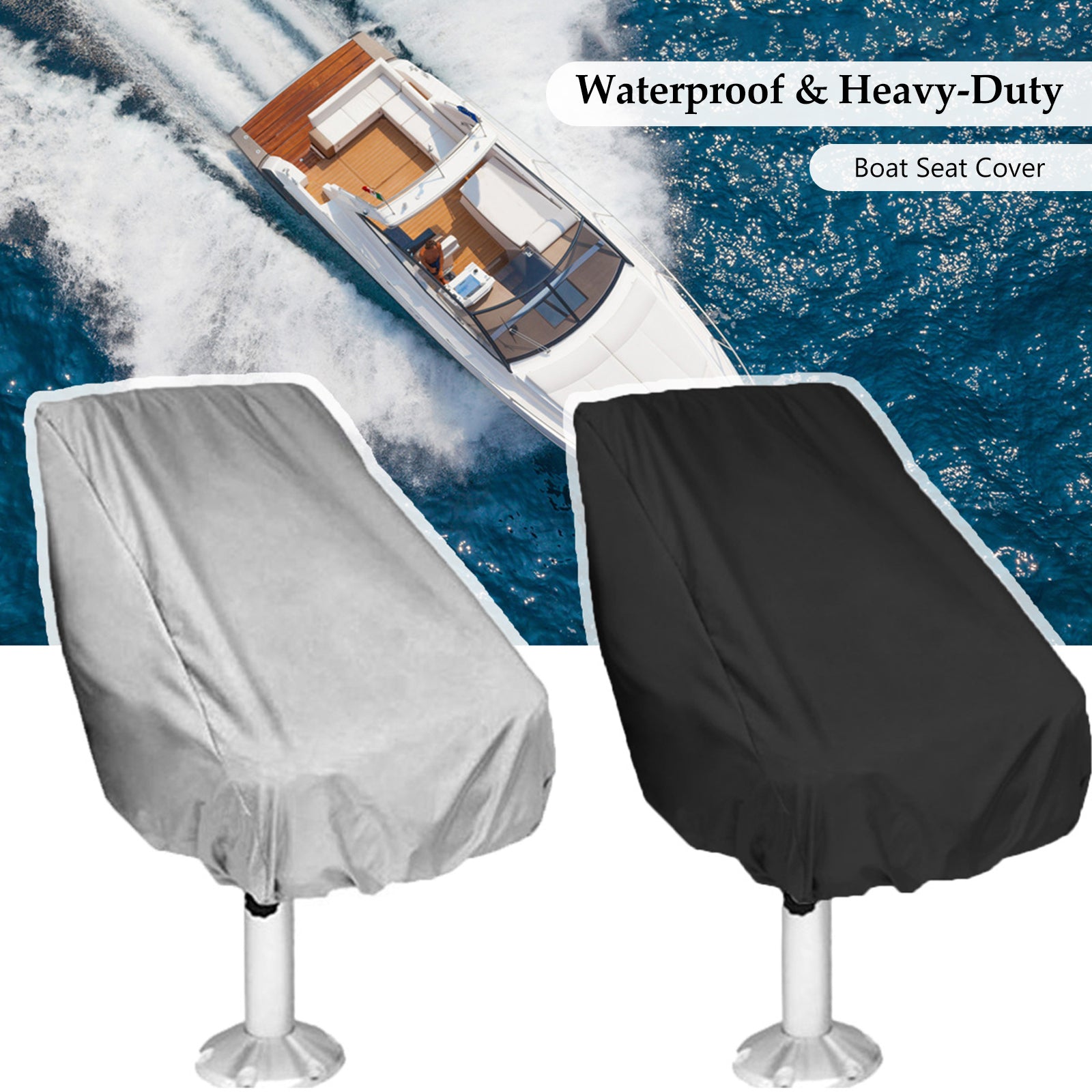 walmeck Boat Seat Cover Waterproof Heavy-Duty Weather Resistant Chair Protective Cover Outdoor Chair Cover Boat Bench Chair Seat Cover Oxford Cloth Full Protection Chair Cover