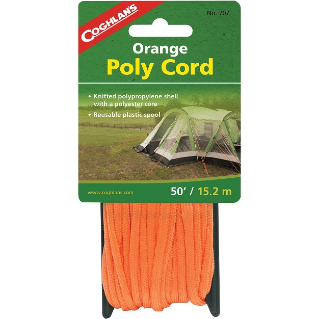 Coghlan x27 s Orange Poly Cord 50 Feet Of 1 4 inch Braided Nylon Cord Reusable Rope