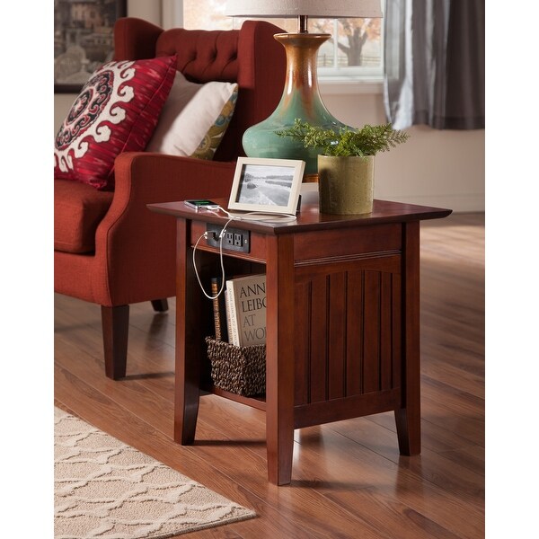 Nantucket Solid Wood End Table with Charging Station