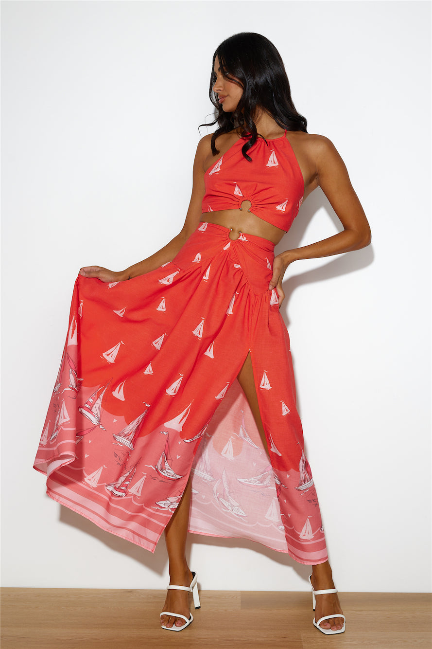 Boldest Move Maxi Skirt Red