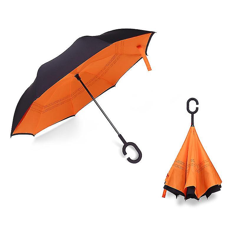 Standing Hands-free C-type Car Reverse Umbrella Long Handle Double-layer Sunny Umbrella Double-layer Reverse Umbrella