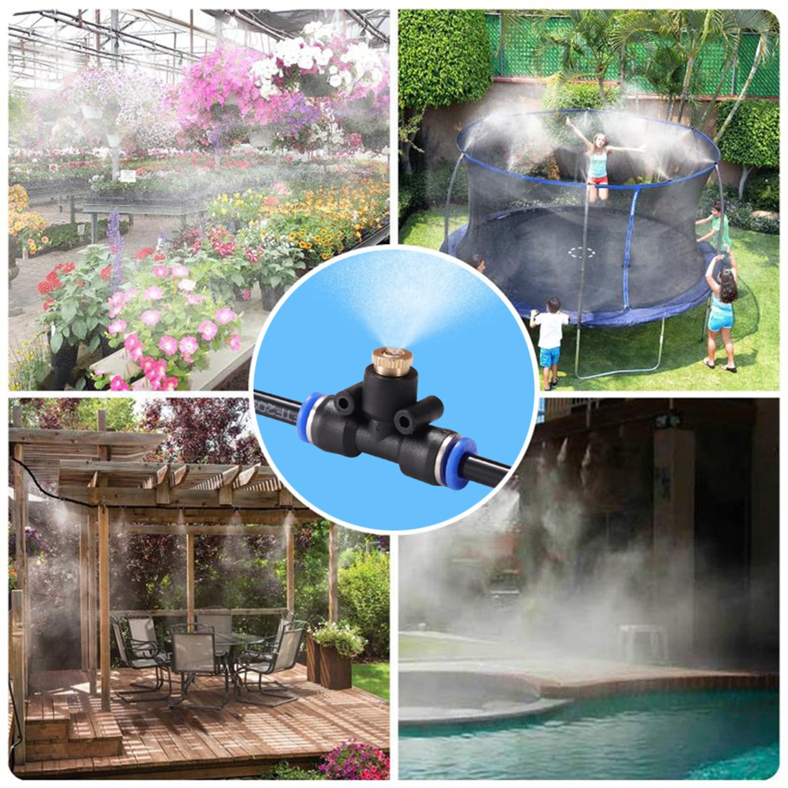 HandG lifestyles Misting System Fan Outdoor Misting Fan System with + 6 Mist Nozzles Misters for Patio Garden Greenhouse