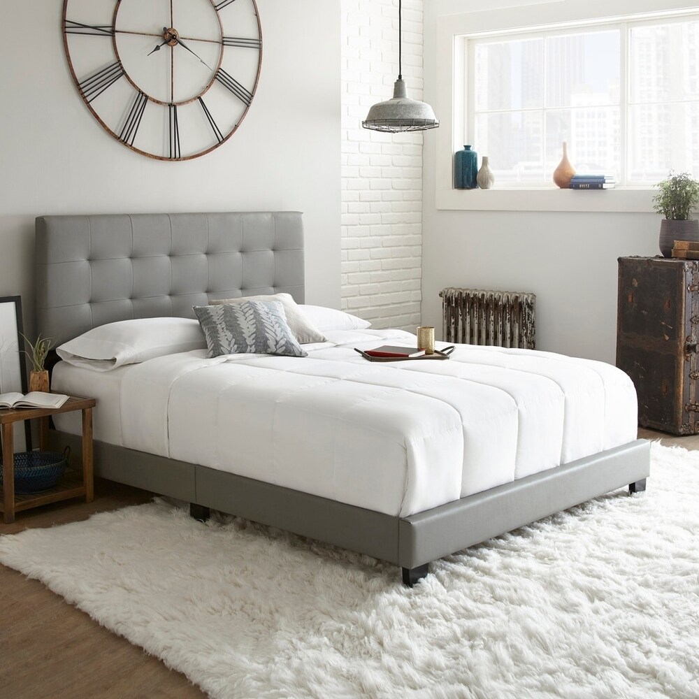 Boyd Sleep Roma Tufted Upholstered Leather Platform Bed 3 Colors