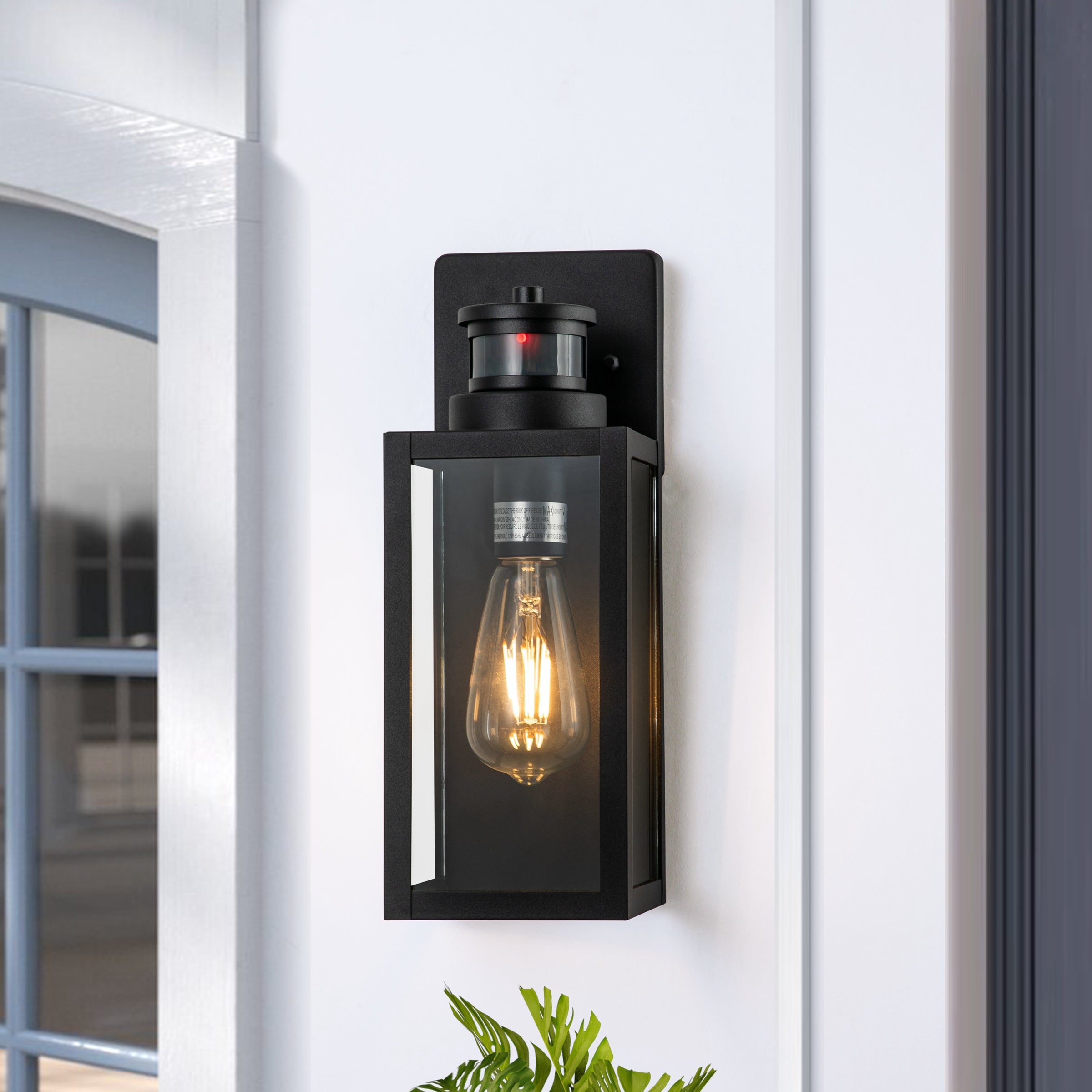 C Cattleya 2-Pack 1-Light 13.5-in Matte Black Motion Sensor Outdoor Wall Lantern