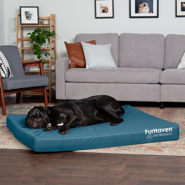 FurHaven Deluxe Oxford Full Support Dog and Cat Bed With Removable Cover