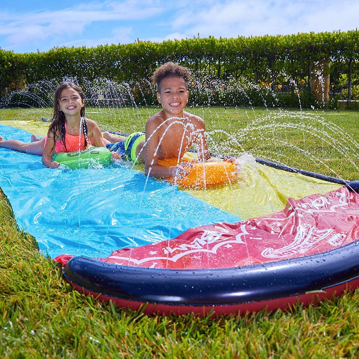 Lavinya Best Double Lawn Water Slide for Kid and Adult, 15.7ft Water Slip Slide with 2 Boogie Boards for Kids Endless Summer Fun