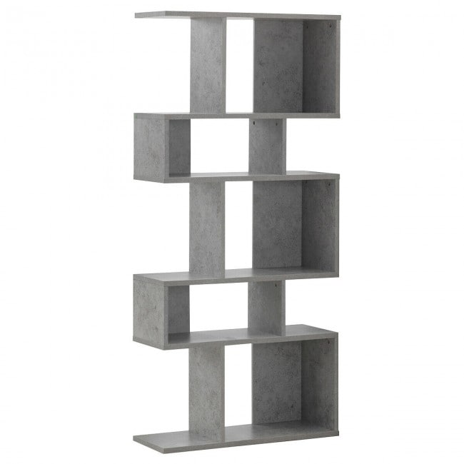 Stylish 5 Tier Geometric Wood Bookshelf   31\