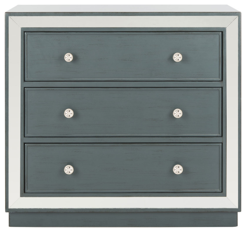 Rolanda 3 Drawer Chest Steel Teal   Transitional   Accent Chests And Cabinets   by Peachtree Fine Furniture  Houzz