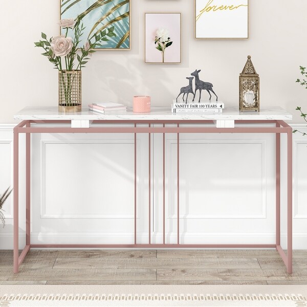 Extra Long Entryway Table Console Table with Marble Top and Metal Frame， Side Table Dining Table for Entryway Hallway Living Room