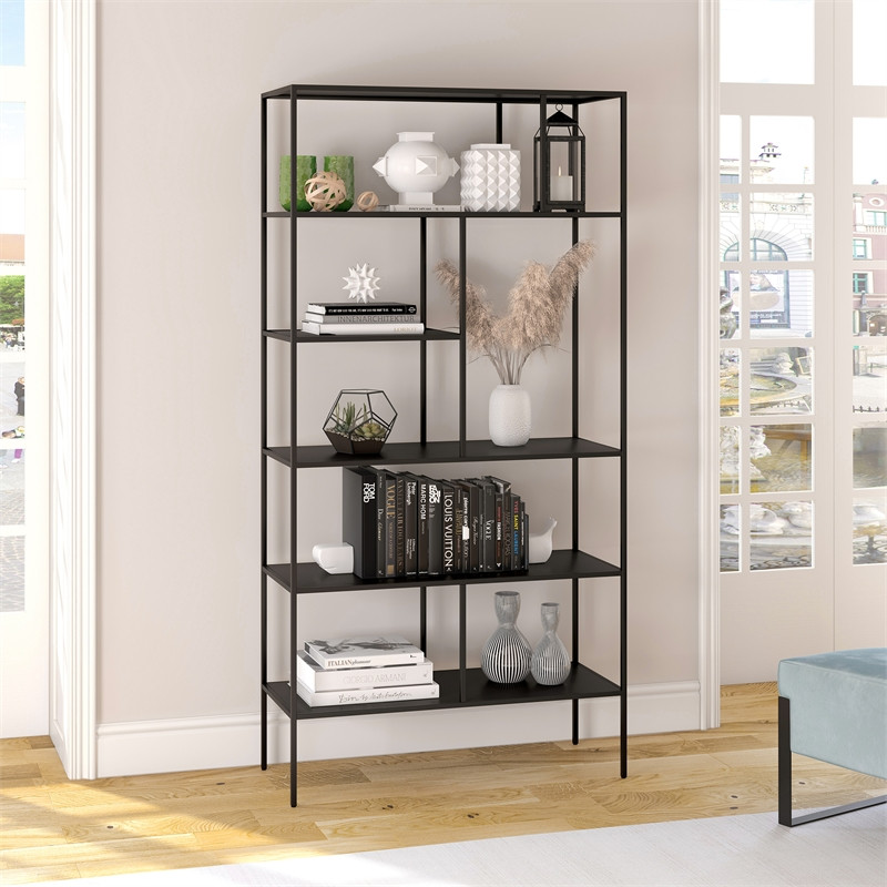 Henn ampHart 36 quotBlackened Bronze Metal Bookcase   Contemporary   Bookcases   by Homesquare  Houzz