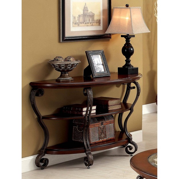 Telmin Traditional Sofa Table Brown Cherry Homes Inside Out