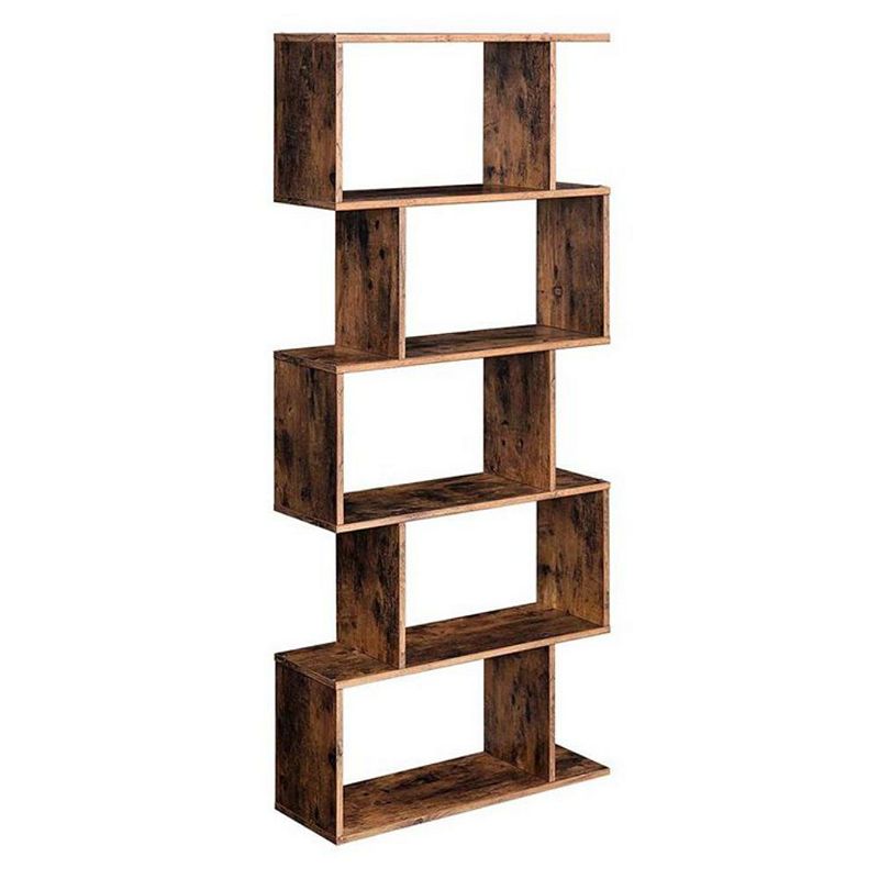 BreeBe Rustic Brown Freestanding Wooden Storage Bookcase