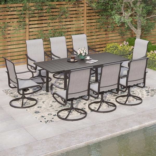 MAISON ARTS 7/9Piece Patio Dining Furniture Set with Dining Swivel Chairs and 1 Expandable Outdoor Dining Rectangle Table