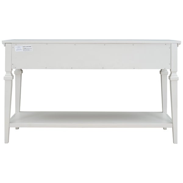 Antique White 3-Drawers Entryway Sofa Console Table with Bottom Shelf