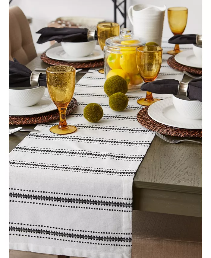 Design Imports Zig Dobby Stripe Table Runner