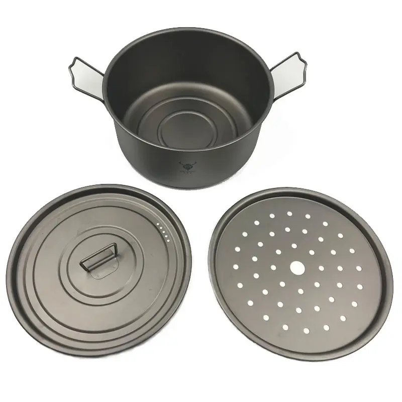 Jukaiwtec Hot Sale Titanium Cooking Cookware Set stockpot High Quality Soup Pot Picnic And Hiking