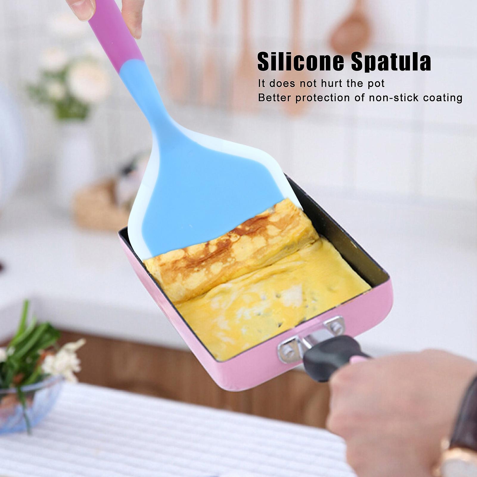 Silicone Spatula， Non Stick Heat Resistant Rubber Shovel Non Slip Dishwasher Safe Cooking Spatula With Handle For Takoyaki Pizza Steak[blue]