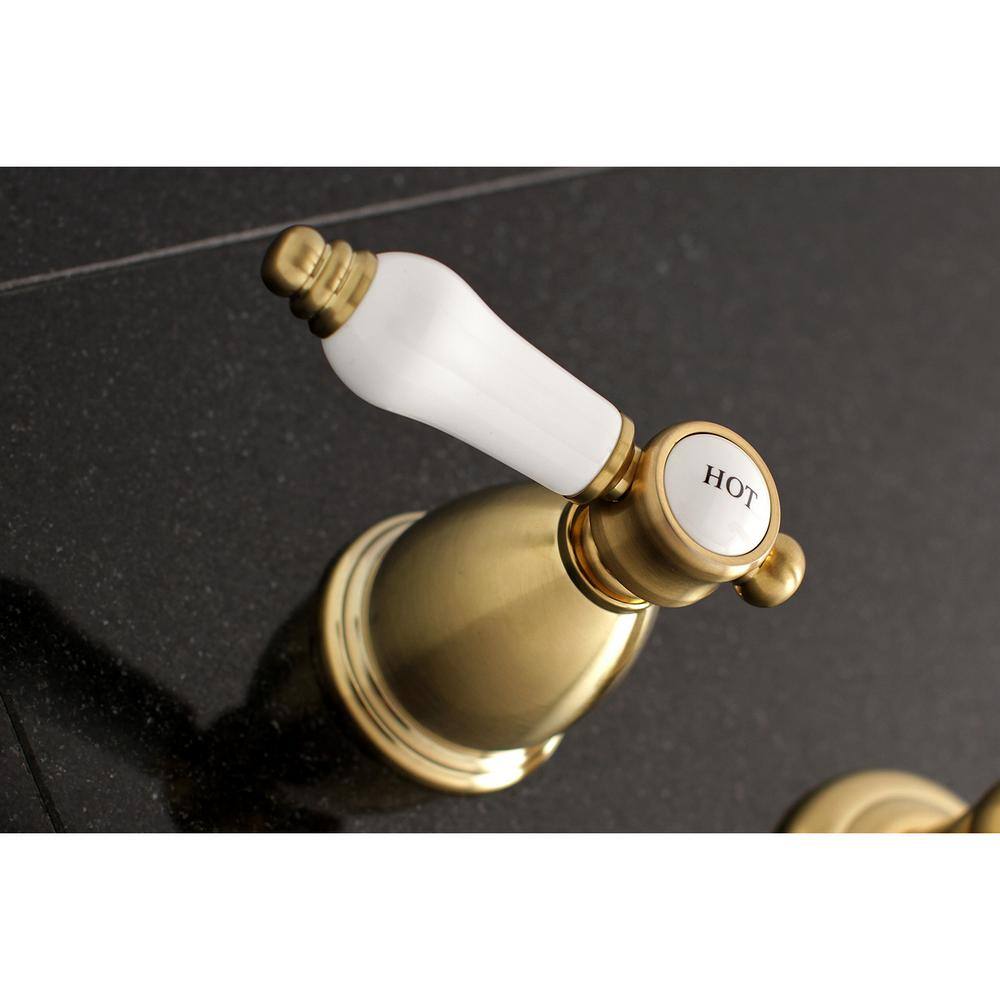 Kingston Brass Bel-Air 2-Handle Wall Mount Bathroom Faucet in Brushed Brass HKS7127BPL