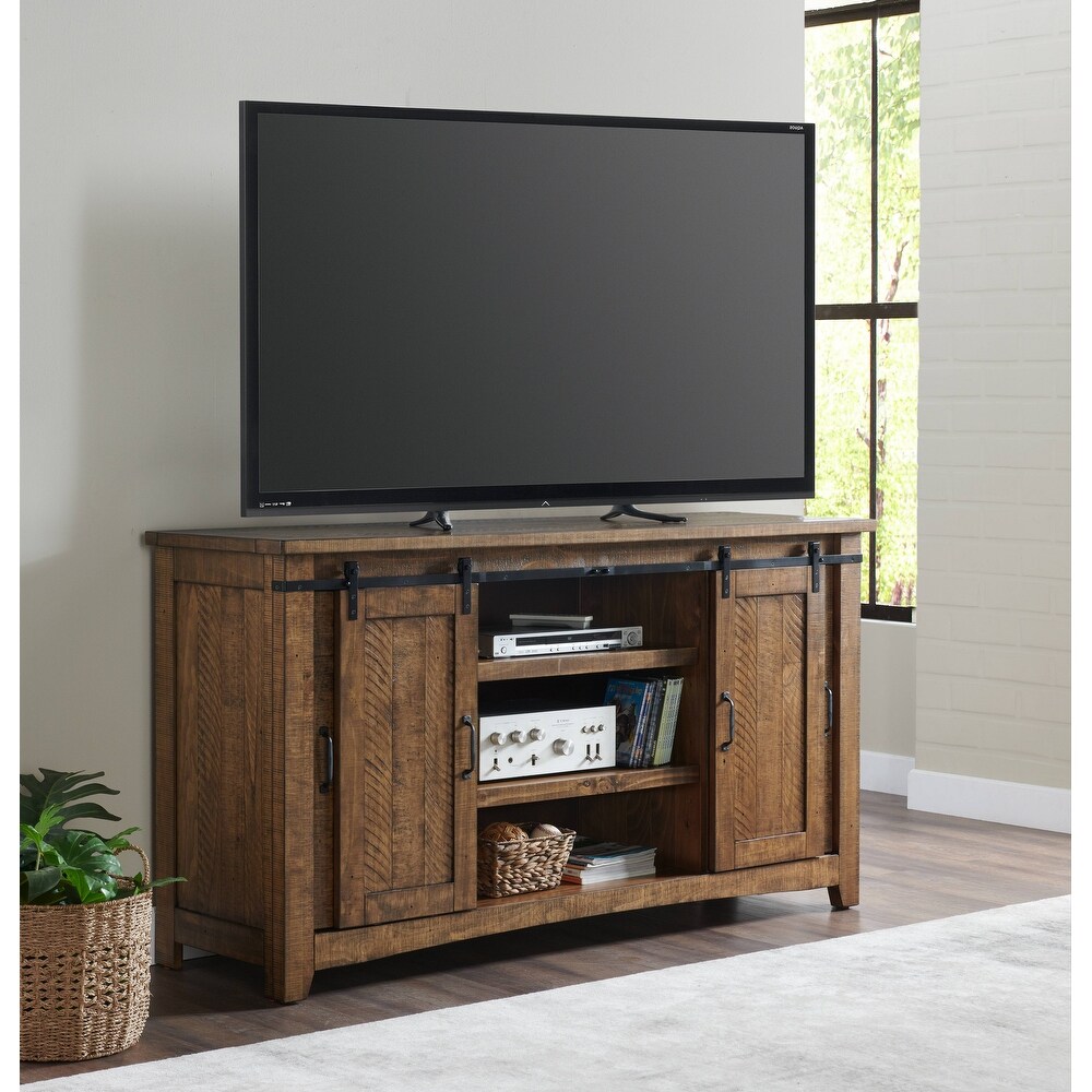 Rustic Farmhouse 65 Inch Wide Solid Wood TV Stand