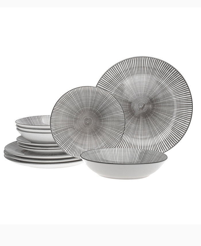 Godinger Grey 12 Piece Dinnerware Set Service for 4