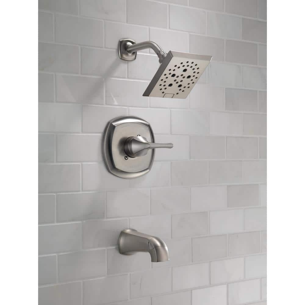 Delta Portwood SingleHandle 5Spray Tub and Shower Faucet with H2Okinetic in SpotShield Brushed Nickel