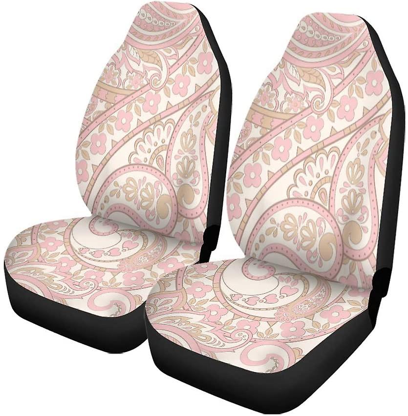 Set Of 2 Car Seat Covers Carpet Damask Floral Paisley Vintage Flowers Universal Auto Front Seats Protector Fits For Car，suv Sedan，truck