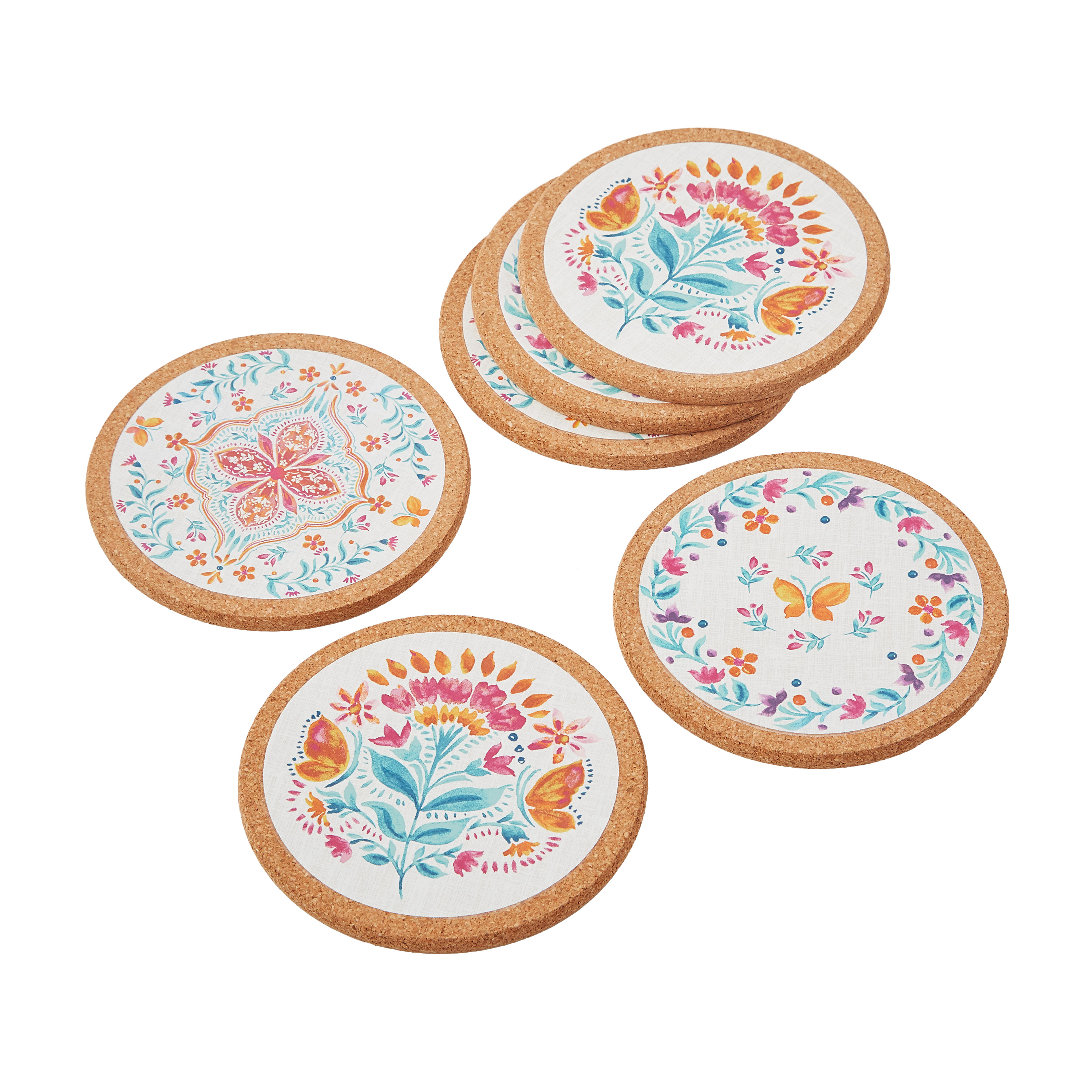 The Pioneer Woman Folk Geo 6-Piece Cork Coasters Set