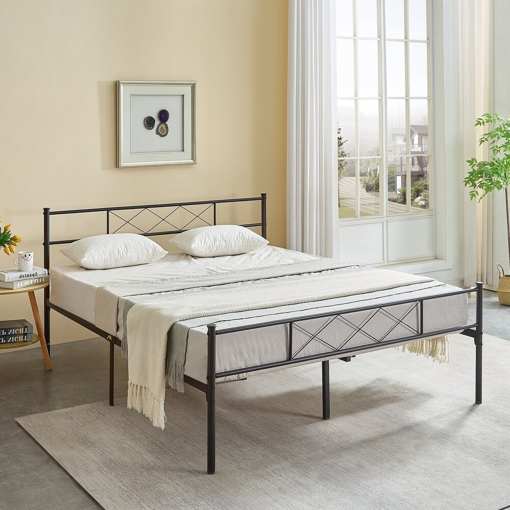 VECELO Contemporary Metal Platform Bed Frame  Student apartment Beds