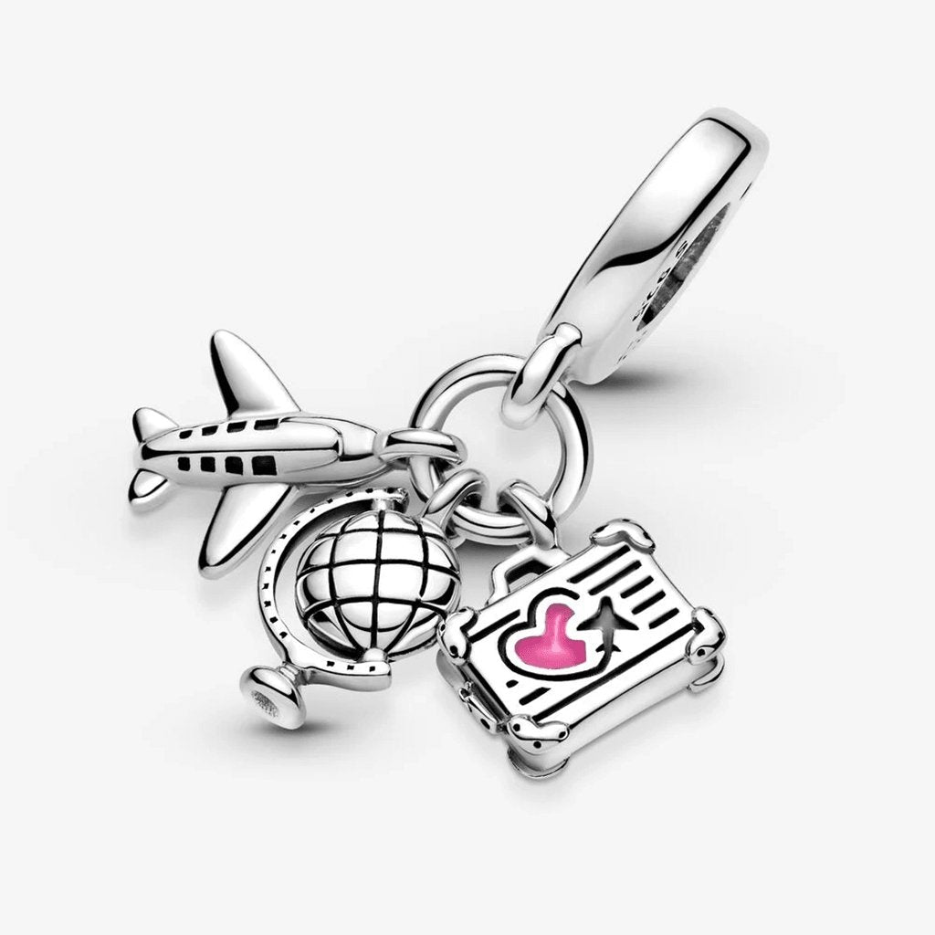 PANDORA  Airplane, Globe & Suitcase Dangle Charm