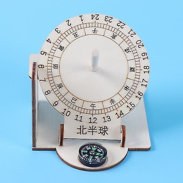 Equatorial Sundial Clock Wooden Scientific Model Diy Teaching Aid Educational Toys